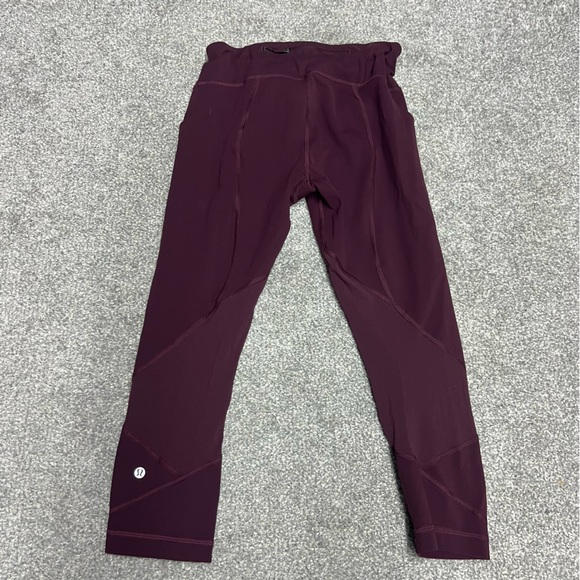 Lululemon Leggings Womens 6 Maroon Pace Rival Crop 22" Inseam Dark Adobe - Picture 7 of 11